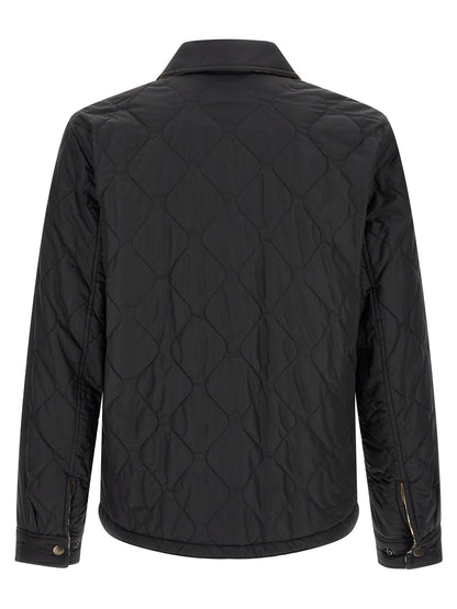 Overcoat by Burberry for men in polyamide black & patterned presents a luxurious silhouette, showcasing a luxurious and sophisticated for a premium, luxurious look.