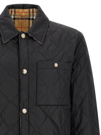Overcoat by Burberry for men in polyamide black & patterned features an voluminous silhouette, showcasing distinct and a voluminous for a truly voluminous aesthetic.