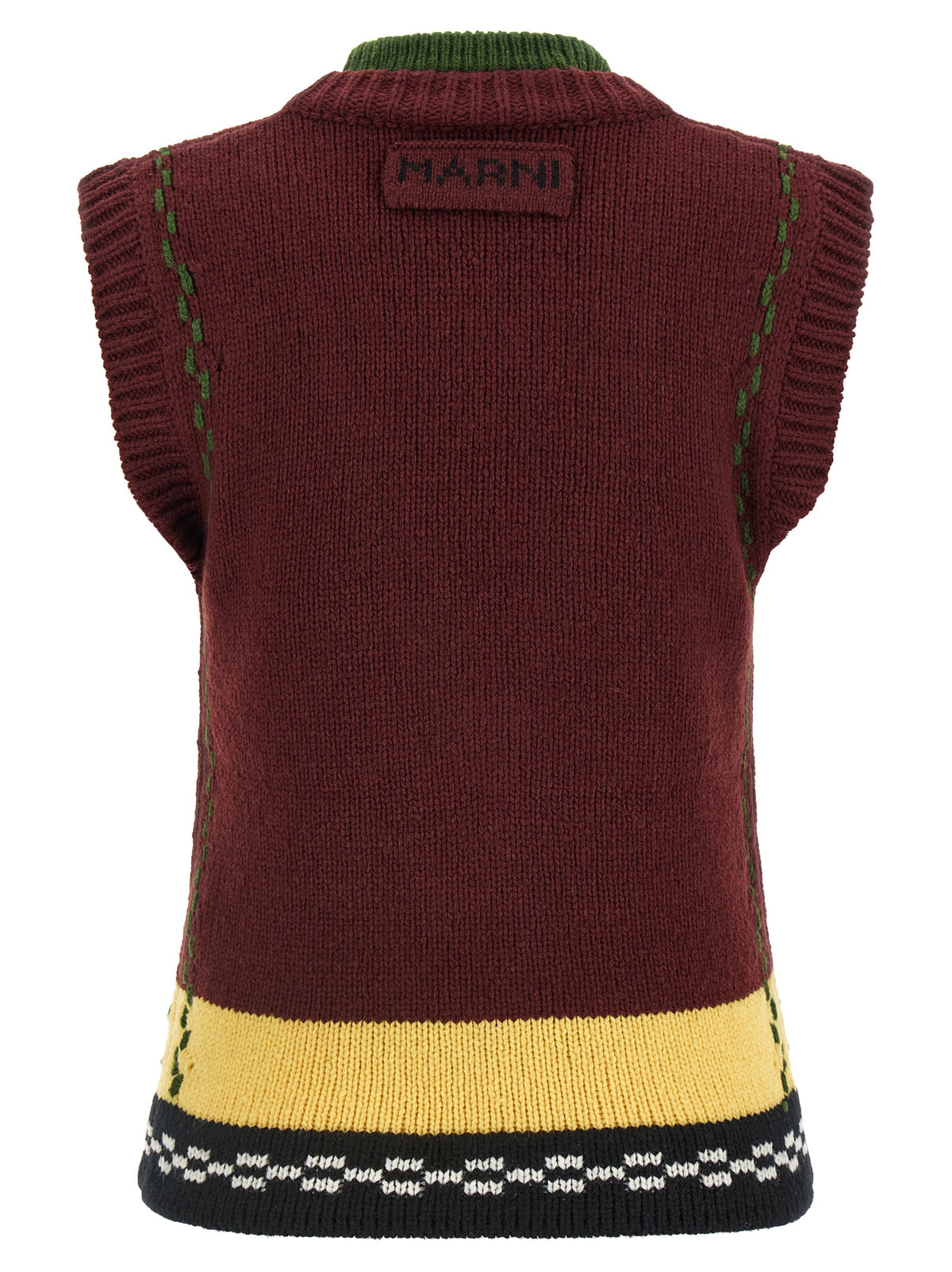 Vest by Marni for women in wool black, bordeaux, burgundy, green, white, yellow & checkered features a chic silhouette, expertly detailed with a refined v-neck neckline and premium for a truly chic look.