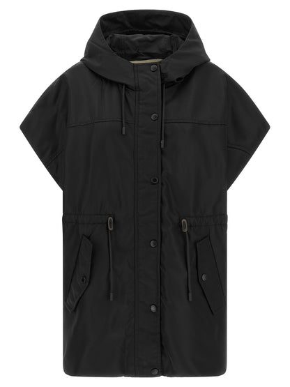 Hooded Vest by Max Mara for women in polyamide black features an contemporary silhouette, showcasing refined pockets & hooded and a contemporary hooded neckline for a sophisticated layered look.