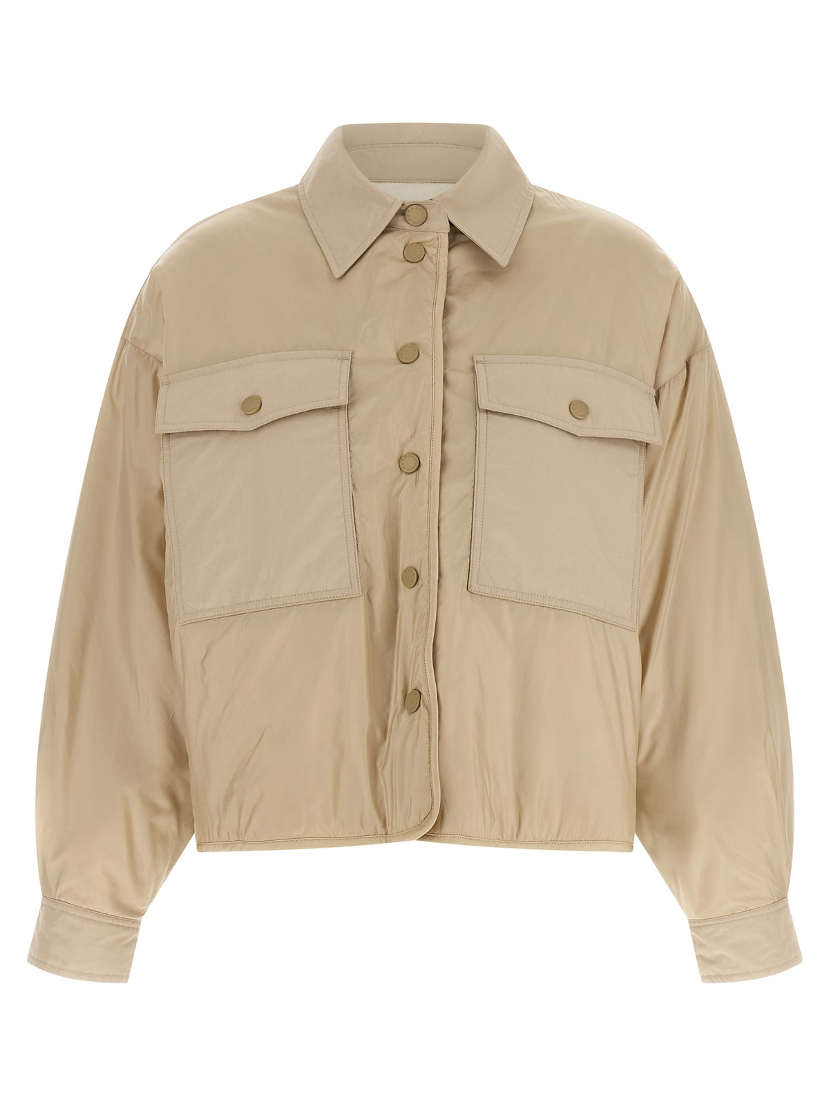 Overcoat by Max Mara for women in polyester canvas beige features an satoral silhouette, showcasing a sophisticated shirt-collar neckline and satoral pockets & insulated for a premium, timeless look.