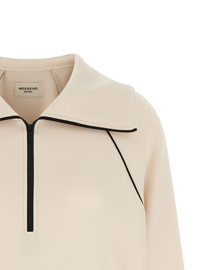 Activewear Sweatshirt by Max Mara for women in mohair polyamide & elastane beige & black presents a dynamic silhouette, featuring a dynamic and detailed with functional .