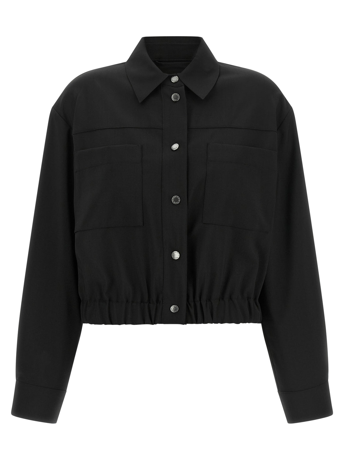 Overcoat by Max Mara for women in virgin wool black presents a luxurious silhouette, showcasing a luxurious shirt-collar neckline and sophisticated pockets for a premium, luxurious look.