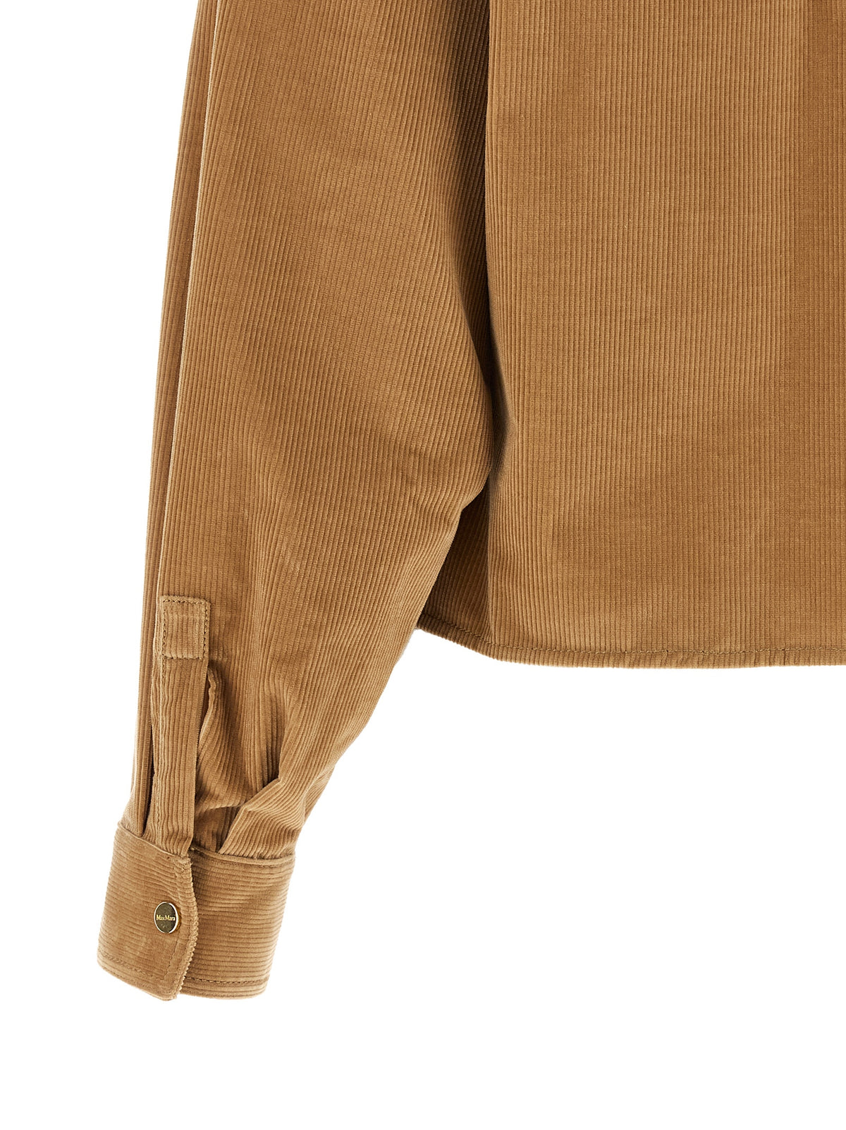 Trucker Jacket by Max Mara for women in corduroy cotton & denim beige & gold features a city-ready silhouette, detailed with pockets and a city-ready .