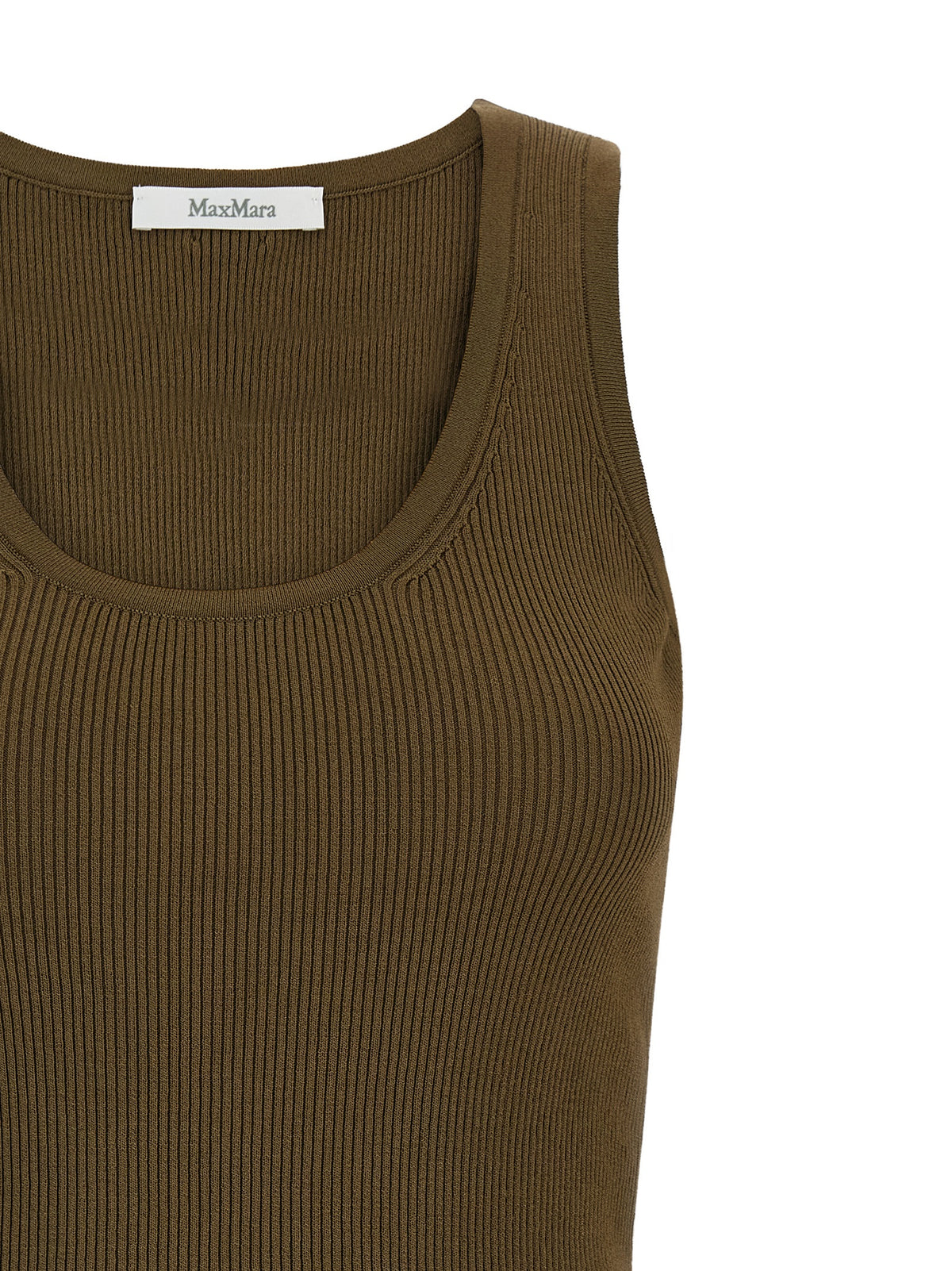 T-Shirt by Max Mara for women in viscose polyester crepe & metal bicolour, green, olive & signature showcases a unassuming silhouette, artfully detailed with a refined and unassuming for a sophisticated, contemporary look.