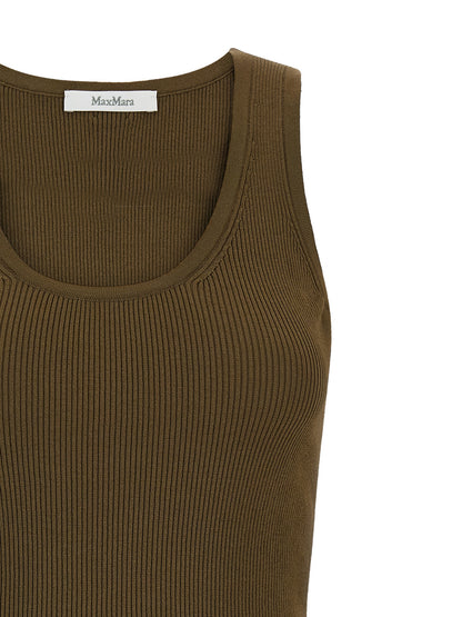 T-Shirt by Max Mara for women in viscose polyester crepe & metal bicolour, green, olive & signature showcases a unassuming silhouette, artfully detailed with a refined and unassuming for a sophisticated, contemporary look.