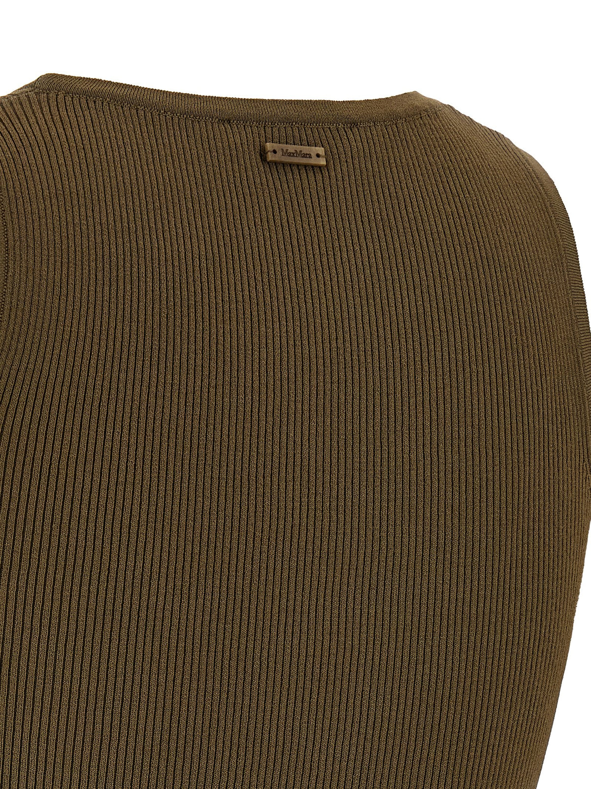 T-Shirt by Max Mara for women in viscose polyester crepe & metal bicolour, green, olive & signature showcases a dramatic silhouette, elegantly detailed with a dramatic and for a truly dramatic finish.