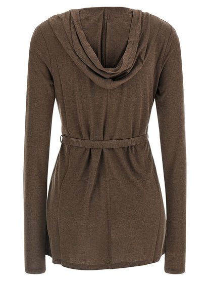 Hooded Cardigan by Max Mara for women in lyocell metal & silk brown features an crisp silhouette, showcasing a sophisticated hooded neckline and detail for a truly crisp finish.