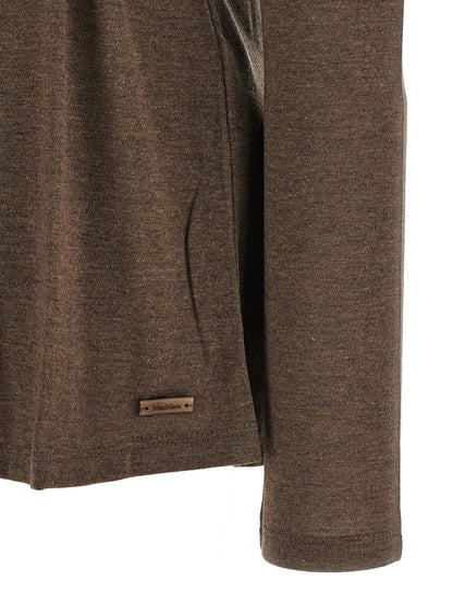 Hooded Cardigan by Max Mara for women in lyocell metal & silk brown showcases a captivating silhouette, artfully detailed with a captivating and for a truly sophisticated captivating look.