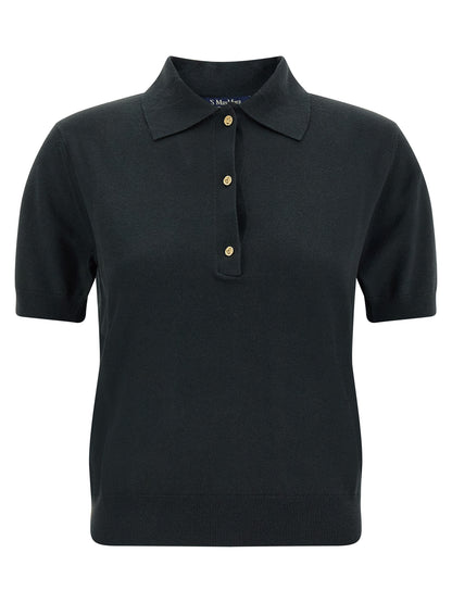S Max Mara Women's Cashmere Cotton & Silk Polo Shirt - Black Gold