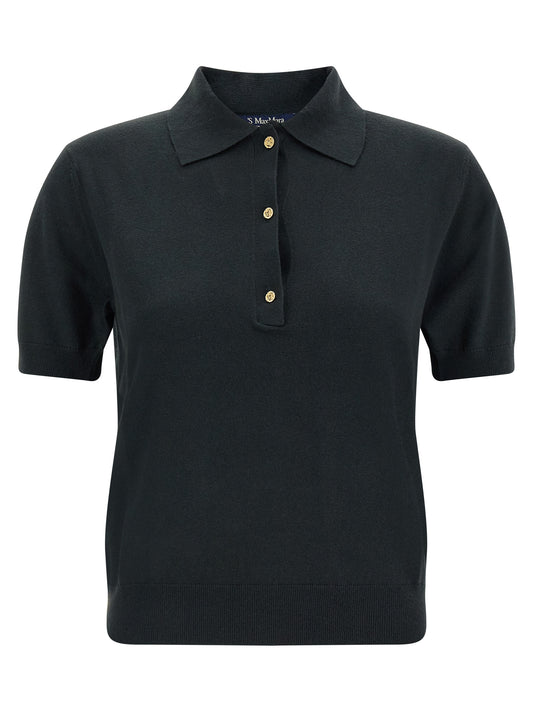 S Max Mara Black Cotton Polo Shirt