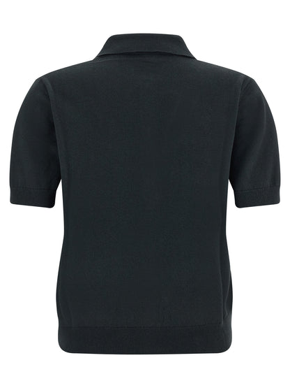 S Max Mara Women's Cashmere Cotton & Silk Polo Shirt - Black Gold