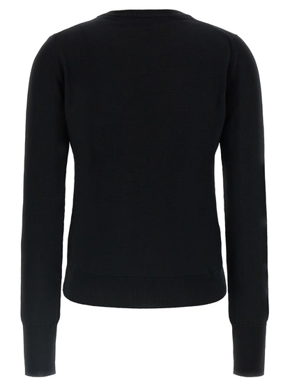 Cardigan by Coperni for women in virgin wool black & gold presents a textural silhouette, artfully finished with a textural crew neckline and for a sophisticated, textural look.