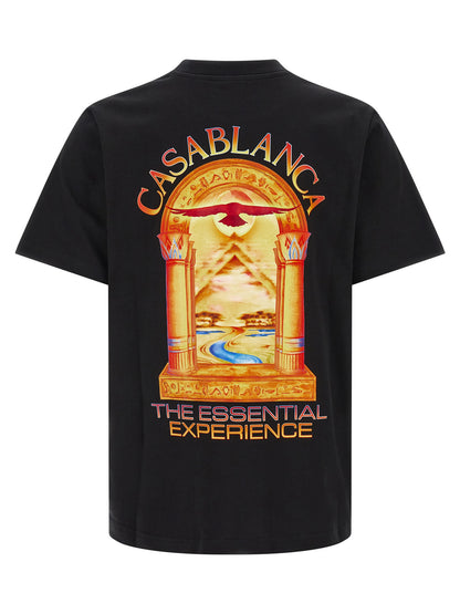 T-Shirt by Casablanca for men in organic cotton black & patterned showcases a dramatic silhouette, elegantly detailed with a dramatic crew neckline and for a truly dramatic finish.