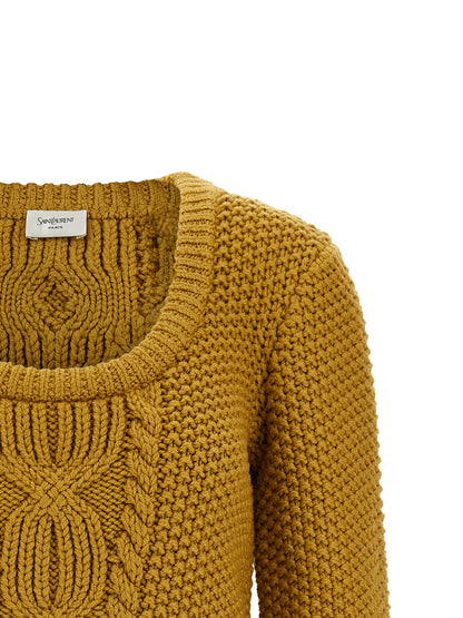Cardigan by Saint Laurent for men in virgin wool bicolour & yellow features a nuanced silhouette with a refined and nuanced detailing for a sophisticated look.
