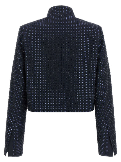 Overcoat by PINKO for women in polyester viscose & rhinestone blue features an voluminous silhouette, showcasing distinct pockets and a voluminous split asymmetric neckline for a truly voluminous aesthetic.