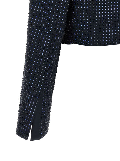 Overcoat by PINKO for women in polyester viscose & rhinestone blue features an voluminous silhouette, showcasing distinct pockets and a voluminous for a truly voluminous aesthetic.