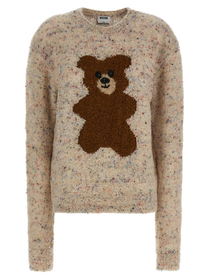 Cardigan by Moschino for women in viscose & virgin wool multicolor features a nuanced silhouette with a refined and nuanced detailing for a sophisticated look.