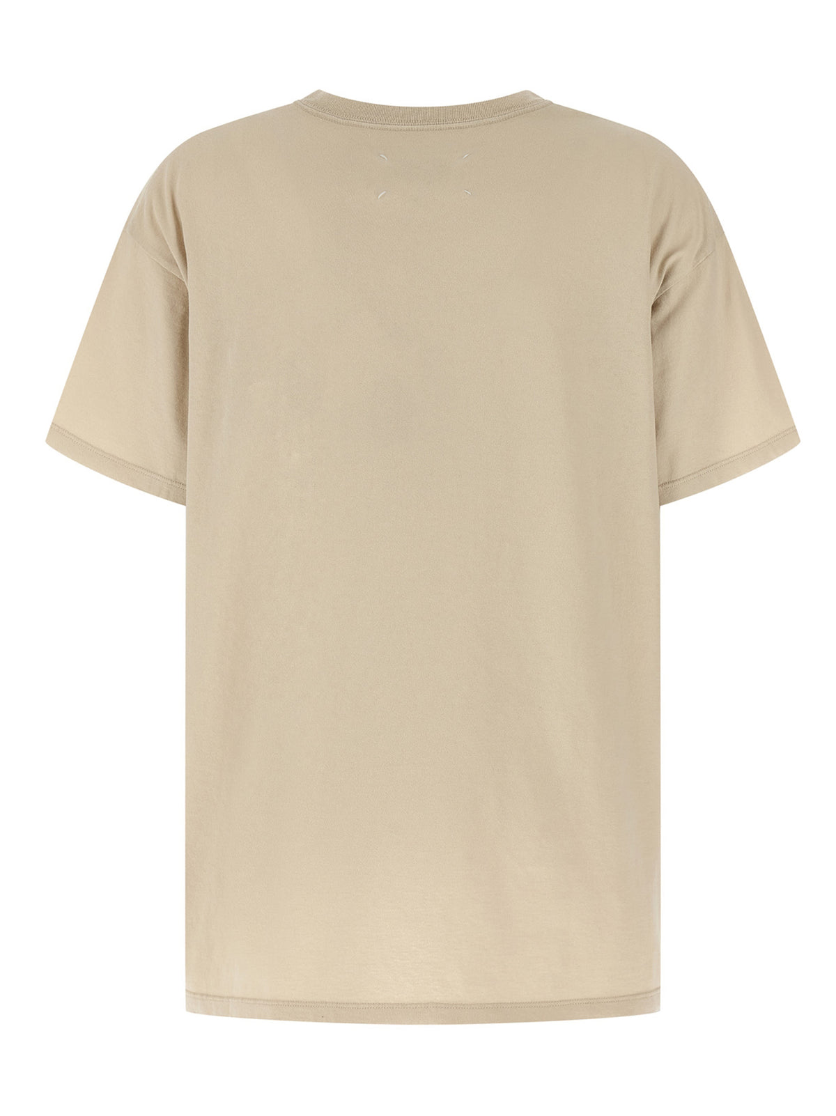 T-Shirt by Maison Margiela for women in cotton beige, signature & print features a plush silhouette, showcasing a sophisticated and for a truly plush finish.