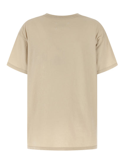 T-Shirt by Maison Margiela for women in cotton beige, signature & print features a plush silhouette, showcasing a sophisticated and for a truly plush finish.