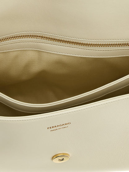 Ferragamo White Calfskin Shoulder Bag