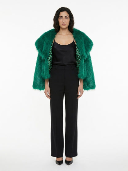 Overcoat by Dolce & Gabbana for women in modacrylic polyester & fur green & signature features a contemporary silhouette showcasing a contemporary and refined for a sophisticated finish.