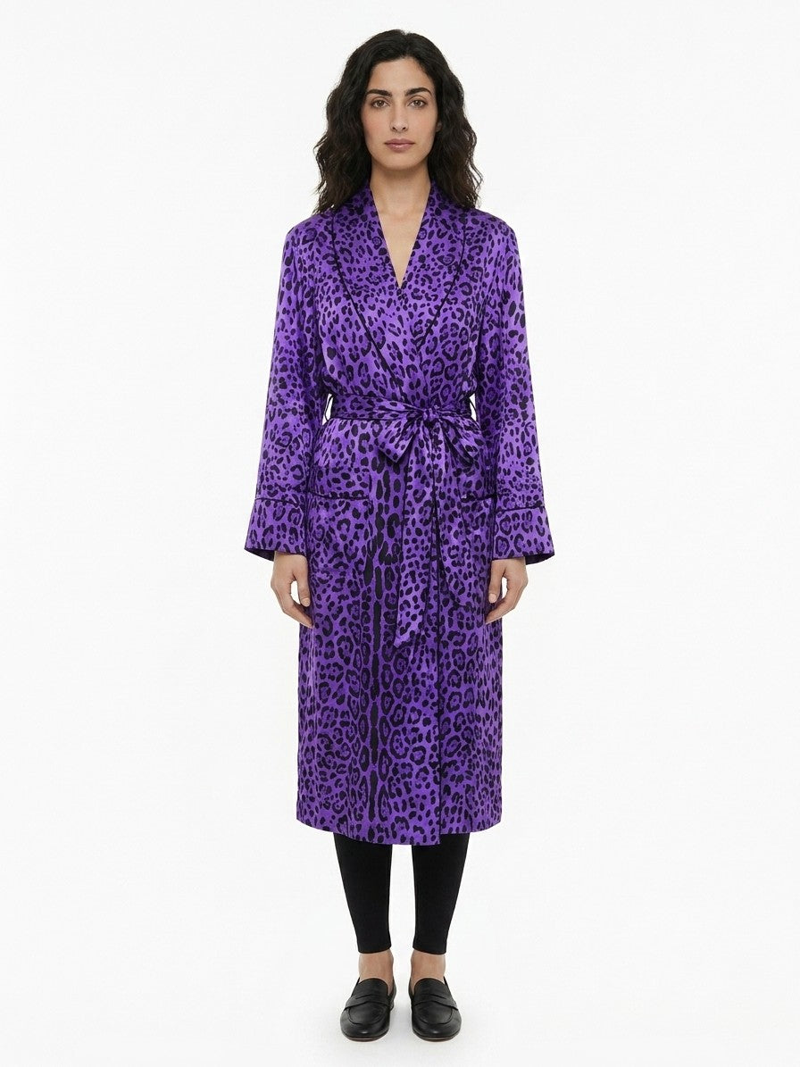 Robe by Dolce & Gabbana for women in silk multicolor features an avant-garde silhouette, artfully capturing the essence of the avant-garde Women's Silk Robe design for a sophisticated look.