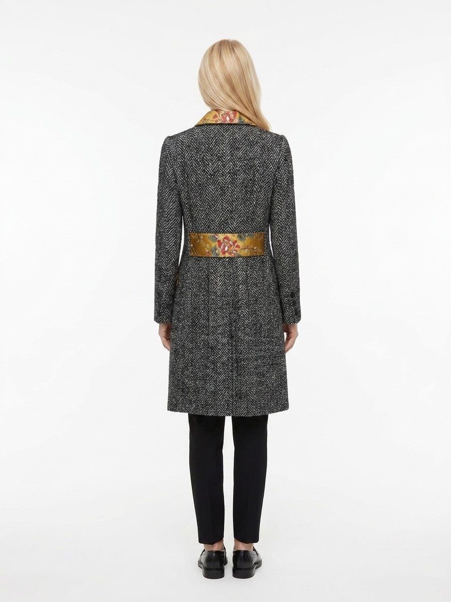 Overcoat by Dolce & Gabbana for women in polyester & virgin wool multicolor & patterned showcases a architectural silhouette, artfully detailed with a distinctive and functional for a architectural finish.