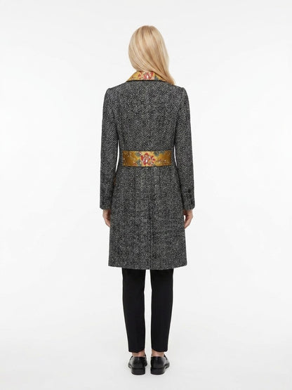 Overcoat by Dolce & Gabbana for women in polyester & virgin wool multicolor & patterned showcases a architectural silhouette, artfully detailed with a distinctive and functional for a architectural finish.