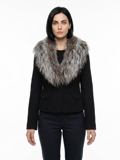 Overcoat by Dolce & Gabbana for women in cashmere polyester & virgin wool gray showcases a architectural silhouette, artfully detailed with a distinctive and functional for a architectural finish.