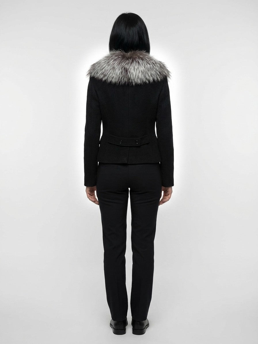 Overcoat by Dolce & Gabbana for women in cashmere polyester & virgin wool gray showcases a enveloping silhouette, detailed with distinctive and a enveloping .