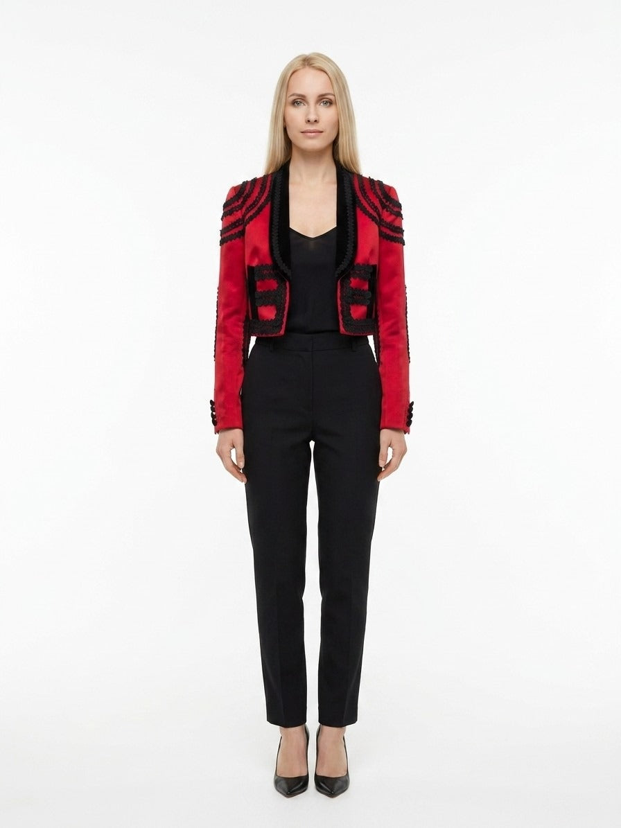 Jacket by Dolce & Gabbana for women in acrylic cotton polyester & silk bicolour features an utilitarian silhouette with a refined , showcasing sophisticated for an utilitarian aesthetic.