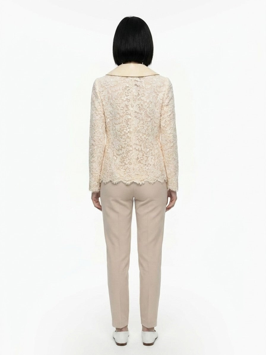 Jacket by Dolce & Gabbana for women in acrylic cotton polyester & silk beige presents a impeccable silhouette, showcasing distinct and a impeccable for a sophisticated finish.