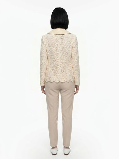 Jacket by Dolce & Gabbana for women in acrylic cotton polyester & silk beige presents a impeccable silhouette, showcasing distinct and a impeccable for a sophisticated finish.