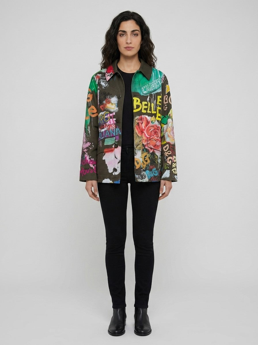 Trucker Jacket by Dolce & Gabbana for women in denim cotton multicolor features an on trend silhouette, showcasing refined and a sophisticated for a truly on trend finish.