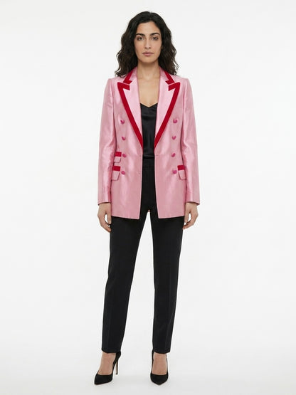 Blazer by Dolce & Gabbana for women in polyamide cotton silk & wool pink features an sartorial silhouette, showcasing a sophisticated and sartorial for a truly sartorial finish.