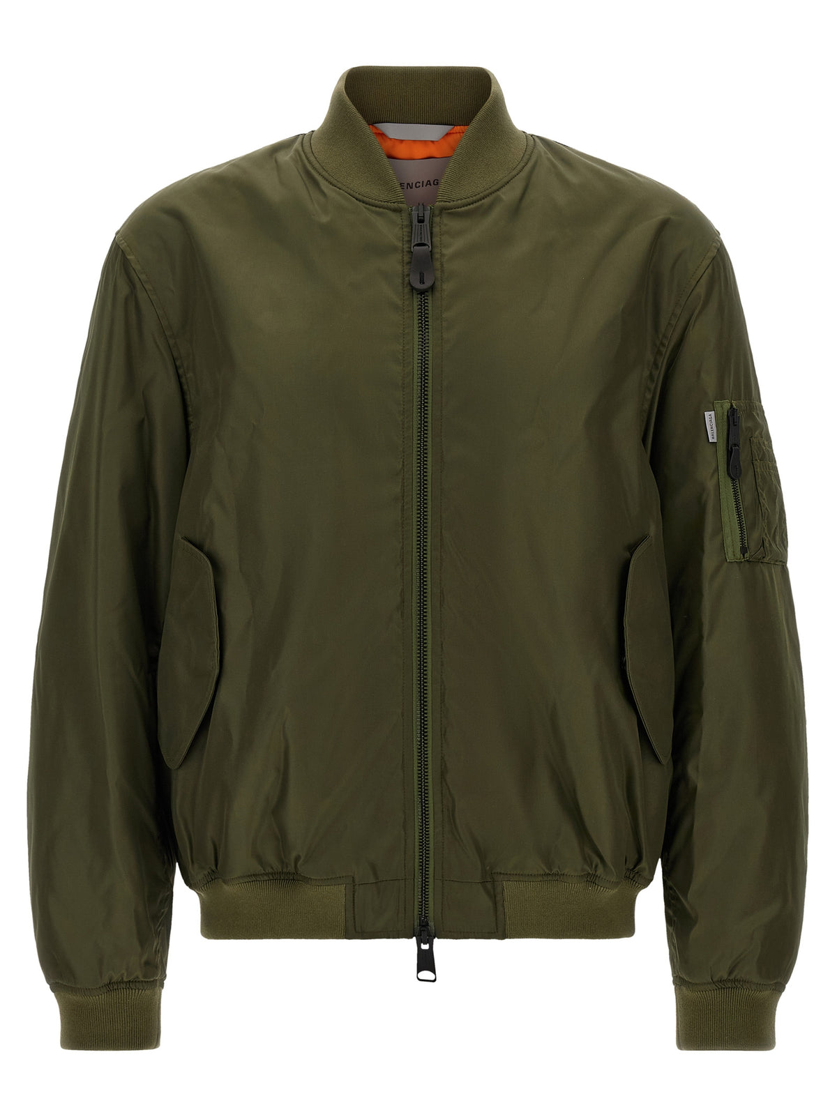 Bomber Jacket by Balenciaga for men in polyamide bicolour, green & olive features a city-ready silhouette, detailed with pockets and a city-ready .