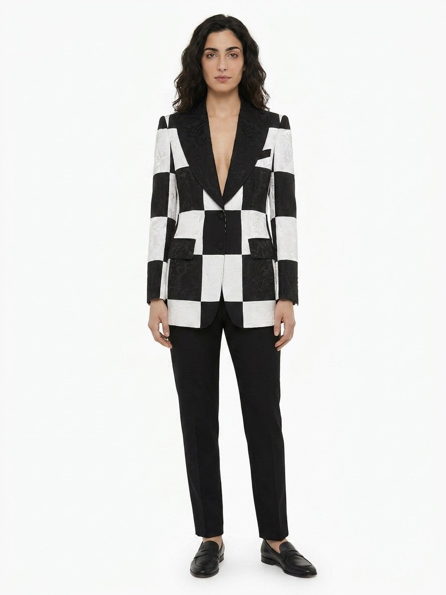 Blazer by Dolce & Gabbana for women in polyester cotton viscose & silk multicolor features an stylish silhouette, showcasing a sophisticated and stylish for a truly stylish finish.