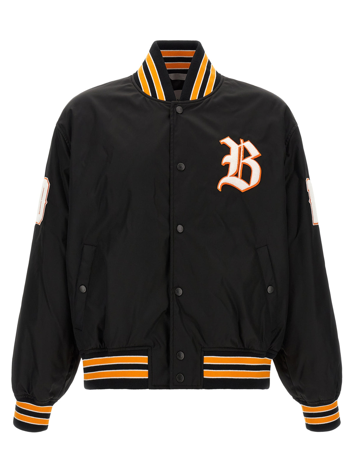 Bomber Jacket by Balenciaga for men in polyamide twill black, orange, white & signature features an on trend silhouette, showcasing refined and a sophisticated for a truly on trend finish.