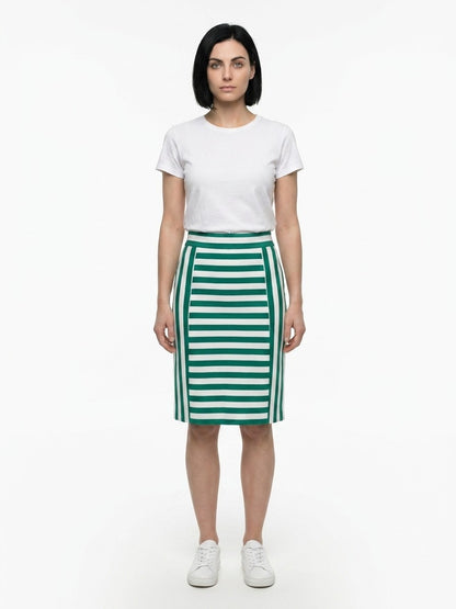 Skirt by Dolce & Gabbana for women in stretch cotton multicolor features an tailored silhouette, artfully capturing the essence of Women's Stretch Cotton Midi Skirt in a sophisticated midi.