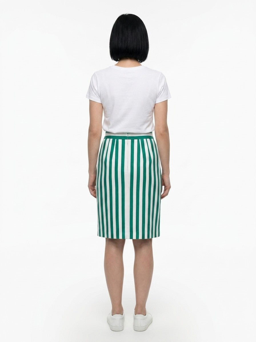 Skirt by Dolce & Gabbana for women in stretch cotton multicolor showcases a sultry silhouette, elegantly defined by its midi and the sophisticated sultry design of the Women's Stretch Cotton Midi Skirt.
