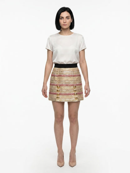 Skirt by Dolce & Gabbana for women in polyester silk acrylic & acetate multicolor features a sublime silhouette, showcasing the sublime design of the Women's Polyester Silk Acrylic & Acetate Mini Skirt in a sophisticated mini.