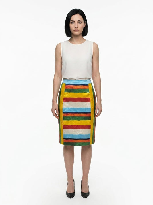 Dolce & Gabbana Multicolor Cotton Midi Skirt