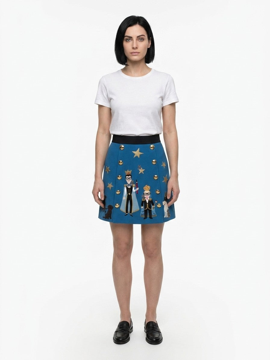 Skirt by Dolce & Gabbana for women in silk wool & elastane teal features a contoured silhouette from the Women's Silk Wool & Elastane Mini Skirt collection, characterized by its contoured mini for a contoured finish.