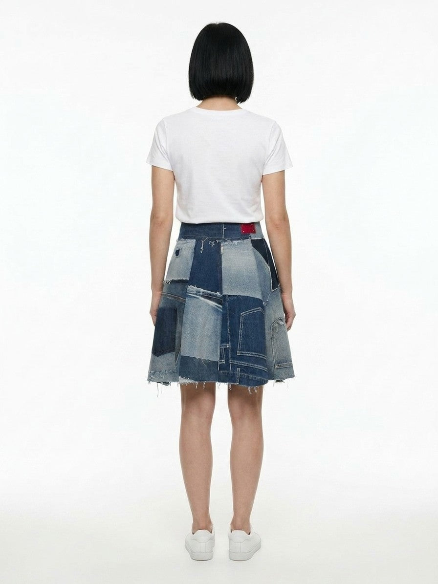 Skirt by Dolce & Gabbana for women in stretch denim cotton multicolor features an relaxed-yet-refined silhouette that elegantly showcases the Women's Denim Stretch Cotton Skirt design and sophisticated .