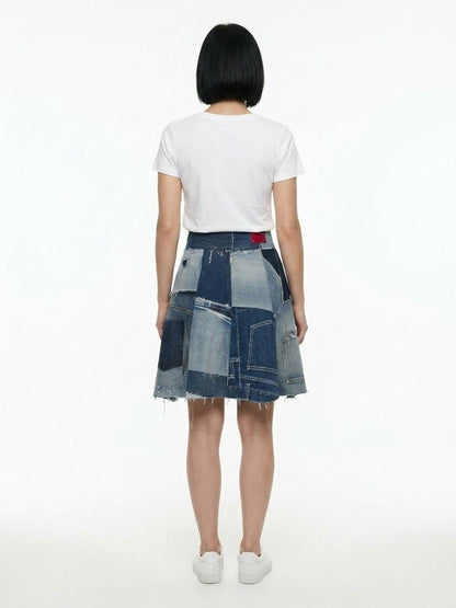 Skirt by Dolce & Gabbana for women in stretch denim cotton multicolor features an relaxed-yet-refined silhouette that elegantly showcases the Women's Denim Stretch Cotton Skirt design and sophisticated .