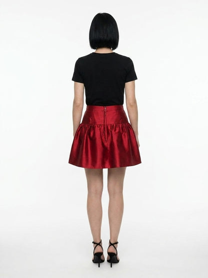 Skirt by Dolce & Gabbana for women in silk red features an relaxed-yet-refined silhouette that elegantly showcases the Women's Silk Mini Skirt design and sophisticated mini.