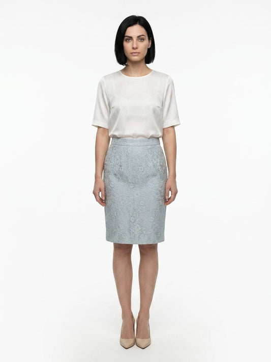 Dolce & Gabbana Light Blue Polyester Midi Skirt