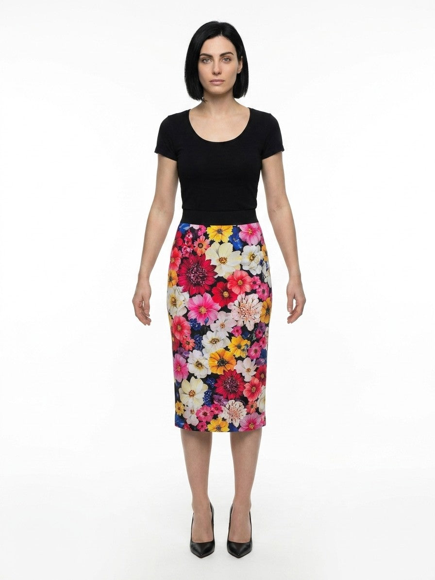 Skirt by Dolce & Gabbana for women in polyamide & polyester multicolor features an relaxed-yet-refined silhouette that elegantly showcases the Women's Polyamide & Polyester Midi Skirt design and sophisticated midi.