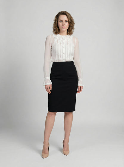 Shirt by Dolce & Gabbana for women in polyamide & silk white showcases a sublime silhouette, artfully detailed with a sublime and for a sophisticated, sublime finish.